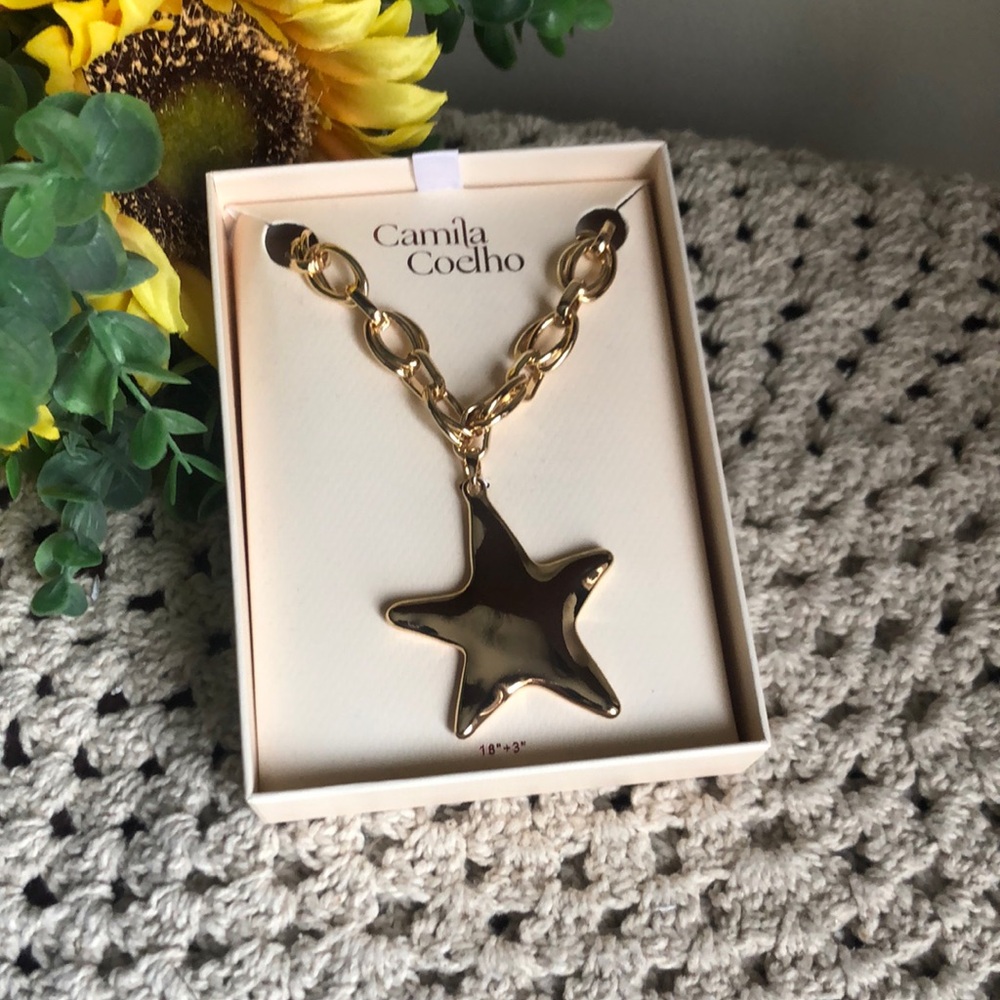 Camila Coelho Shiny Gold Star Chain Necklace